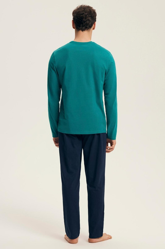 Pijamale bărbătești Core 43490 Vise Henderson verzi - bumbac, mâneci lungi, ambalaj elegant