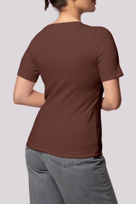 Tricou cu dungi Mona pentru damă, ciocolată