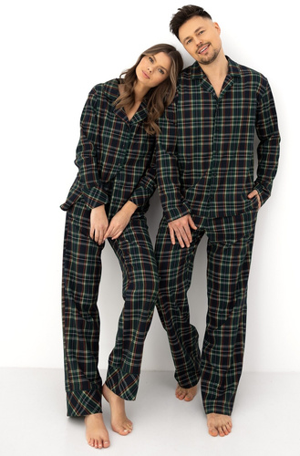 Sensis Skyler pijama damă 100% bumbac flanel, lungă, în carouri
