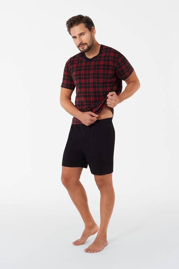 Elijah Pijama și pantaloni scurți cu mânecă scurtă pentru bărbați Italian Fashion - print/negru