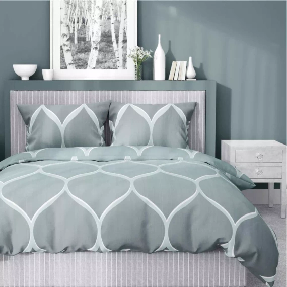 5221 A Lenjerie de pat din satin geometric Detexpol gri