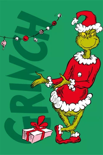 Pătură Grinch Jerry Fabrics 100x140 verde microfibră moale de Crăciun
