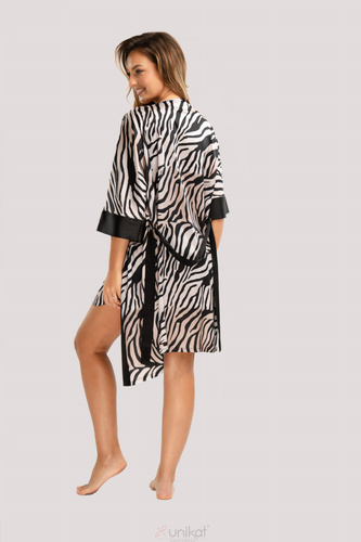 Halat de baie Braga Unikat din satin – model zebră, elegant, cu curea