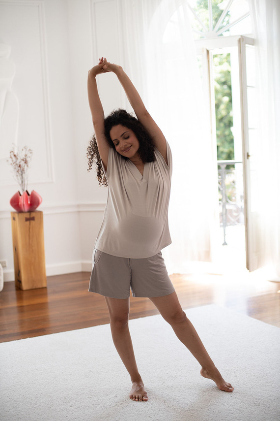 Milk&Love Moon bambusowe scurte pantaloni de maternitate pentru pijama, bej