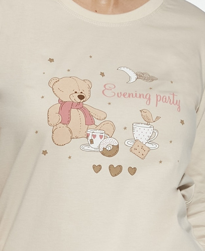 594/187 592/187 Cornette Bears pijamale fete | Pantaloni lungi în carouri din bumbac, imprimeu