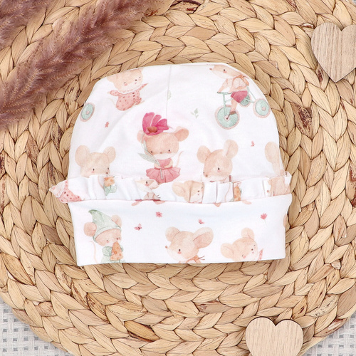 Nini Căciuliță Bebeluși Little Mouse 100% Bumbac Organic – Calitate Superioară Polonia