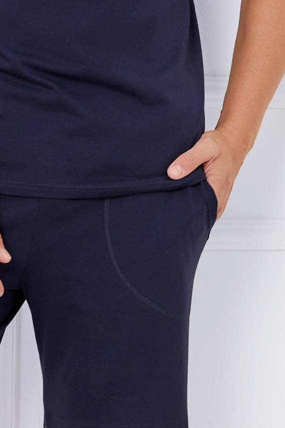 Port Pijama cu mânecă scurtă pentru bărbați, pantaloni scurți Italian Fashion - albastru marin 