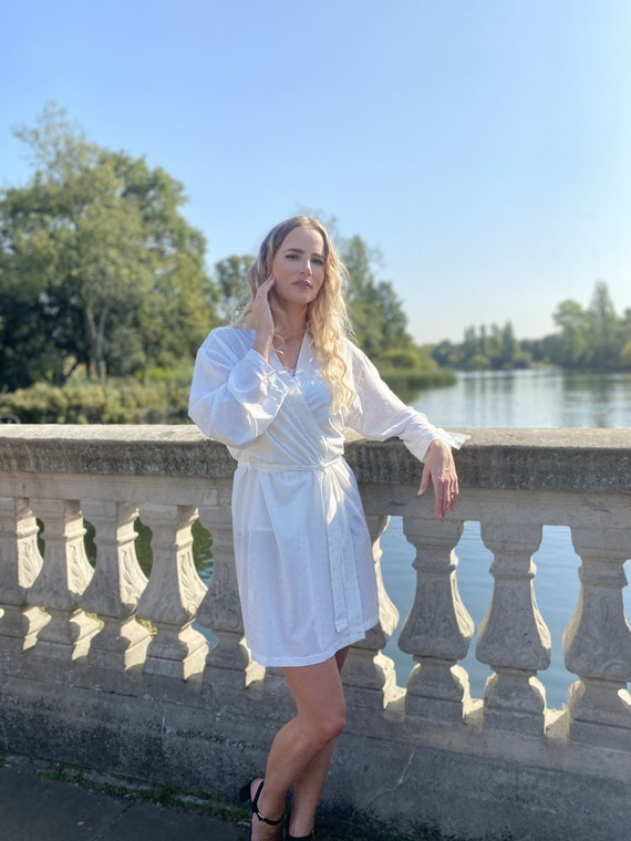 411 Jeanne Rochie de toaletă scurtă Forex pentru femei - ecru