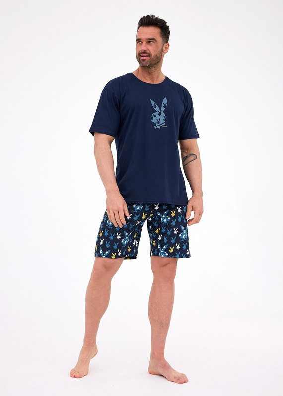Pijamale pentru bărbați Cornette 326/318 Bunnies - Set de pijamale bleumarin cu pantaloni scurți