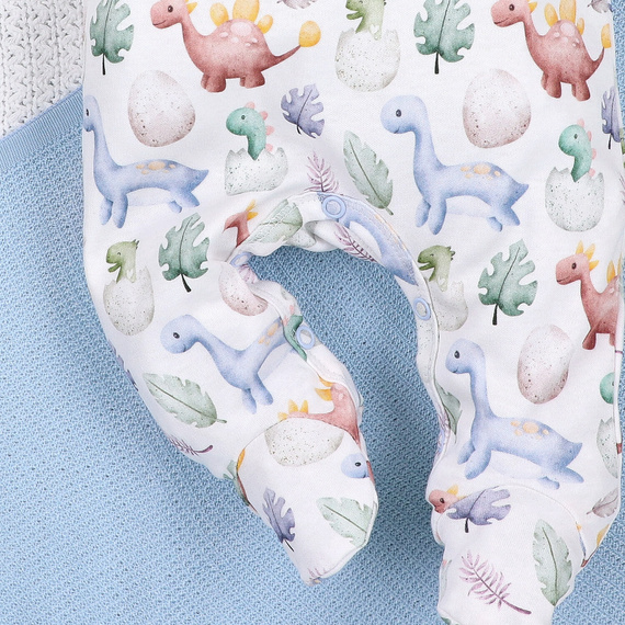 Pijamale Nini ABN-5569 Dino Explorer – bumbac organic, închidere confortabilă