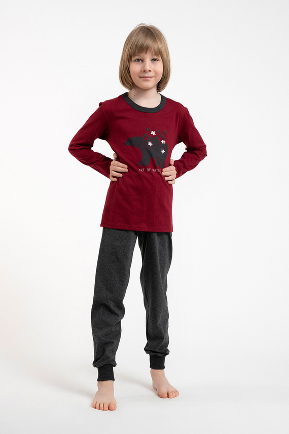 Morten Pijama pentru băieți Italian Fashion burgundy/c.melange