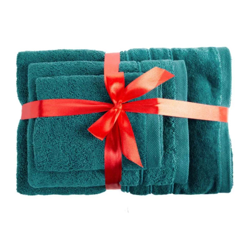 Set prosoape Eurofirany 3 piese moi absorbante elegante premium Sibel dark turquoise