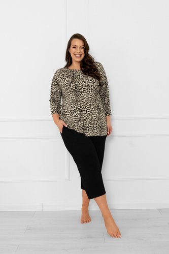 Kenia Pijama pentru femei Italian Fashion - imprimeu leopard, mâneci 3/4 și pantaloni 3/4