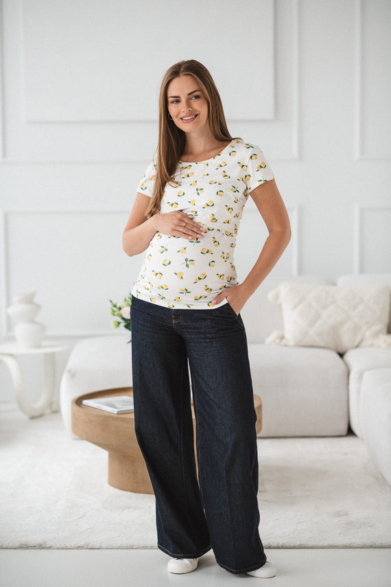 Cămașă cu lapte Bluză pentru alăptare și maternitate cu mâneci scurte Milk&Love cu lămâi - confortabilă și elegantă