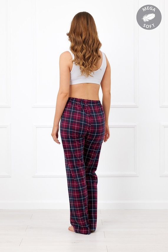 Italian Fashion Alana pantaloni lungi damă din bumbac Mega Soft în carouri
