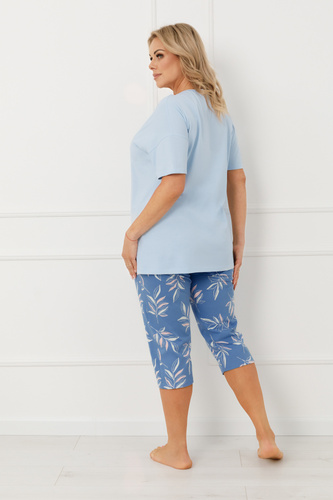 Pijama damă ERULA Italian Fashion bumbac mânecă scurtă pantaloni 3/4