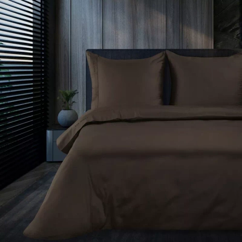 1G Elegant Eva Minge lenjerie de pat satin Eurodraperii maro | Macosatin 100% bumbac