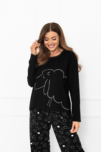 Pijama pentru femei Bonnie - bumbac, mânecă lungă, pantaloni lungi, oaie Italian Fashion  