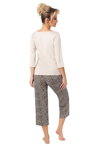 Pijamale dama Omari 3/4 Donna, bej - maneca 3/4, 95% vascoza, usoara si feminina