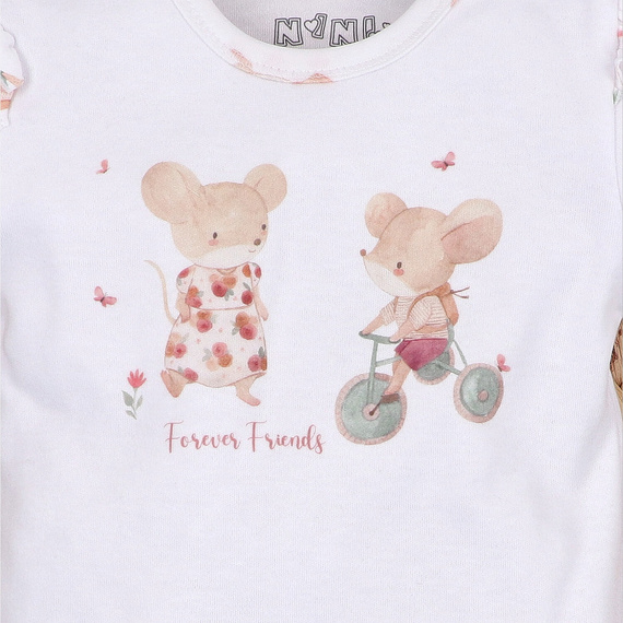 Body bebeluși Nini Little Mouse bumbac organic capse pe umăr mânecă scurtă