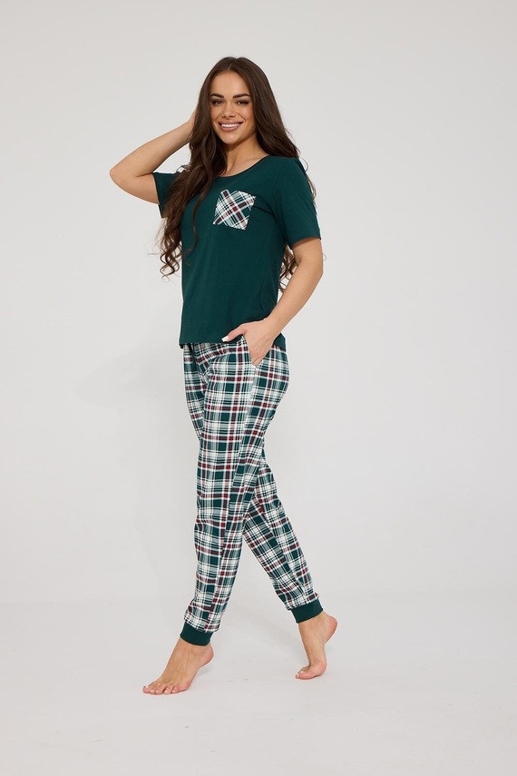 Pijamale damă Cornette 1105/497 Floris 2 roz, 100% bumbac, 3/4