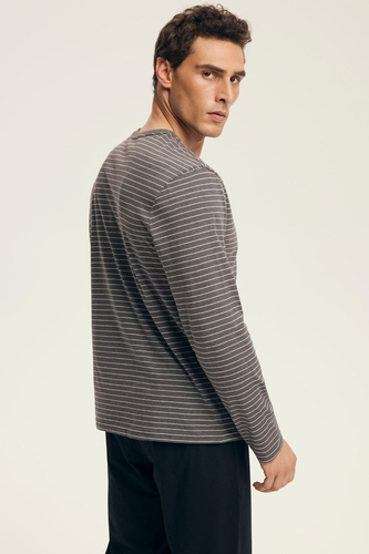 Pijamale premium pentru bărbați 43455 New Henderson Gray - Bumbac, Mâneci lungi, Ambalaj elegant