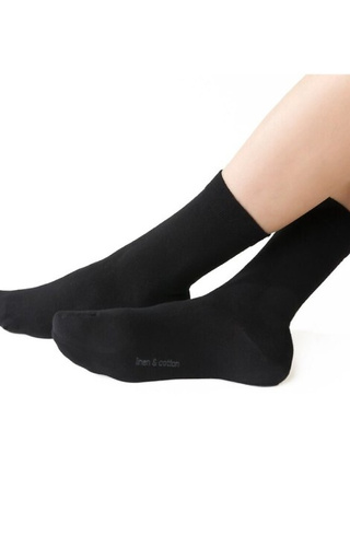 Art.194 Șosete Steven negre - bumbac și in, unisex fără cusături