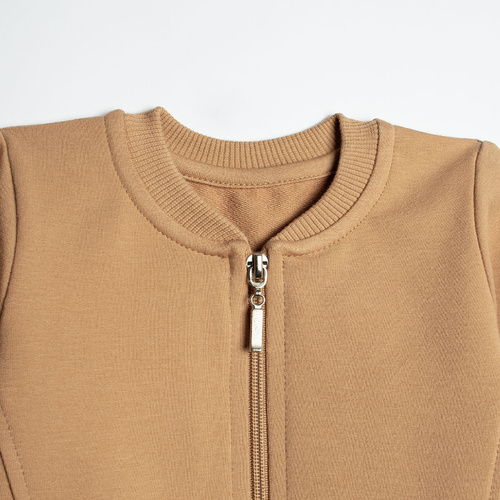 222273 Bluza bomberka Olo Nicol caramel din bumbac dres cu fermoar pentru băieți