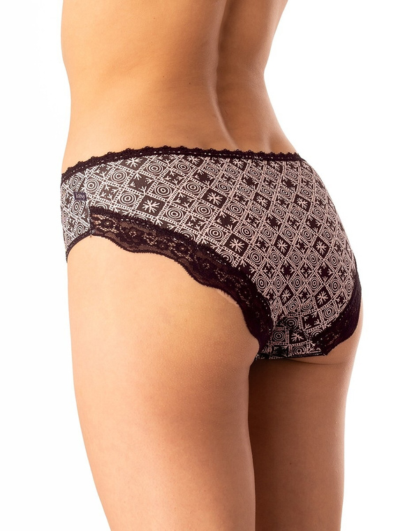 Slip dama din bumbac Key LPC 731 negru bej - set 2 piese in cutie, croiala confortabila