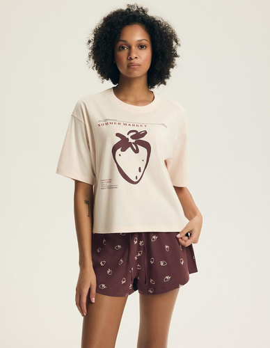 Pijama damă Henderson Evika 44474 – bumbac, căpșuni, șorturi