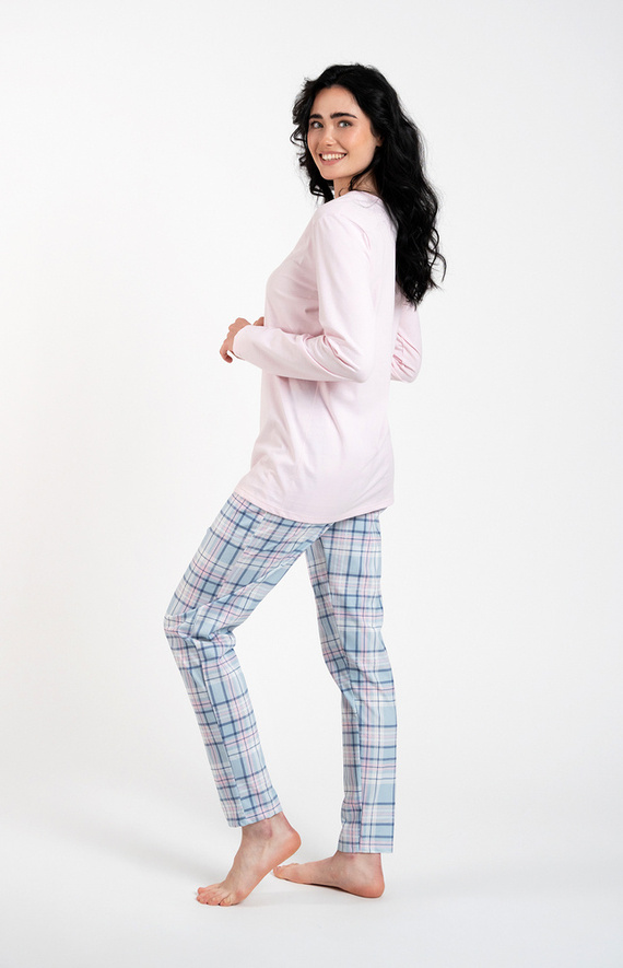 Emilly Unzipped Ladies' Long Sleeve Pyjamas and Trousers Italian Fashion - roz/print