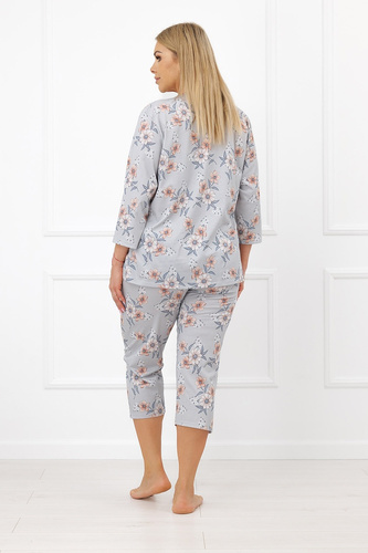 Pijamale damă Dobrawa Italian Fashion 100% bumbac mânecă și pantaloni 3/4