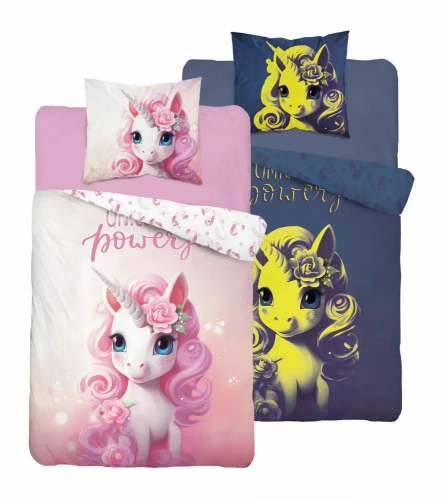 5418 A Unicorn Lenjerie de pat din bumbac care strălucește în întuneric Detexpol