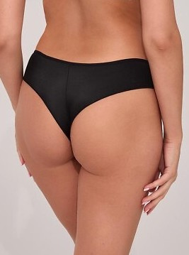 2211/B Chiloți brazilieni negri Ava – cu inserții din microfibră și dantelă