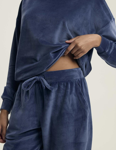 Set pijamale pentru femei Delanie Henderson bleumarin - velur, mâneci lungi și pantaloni