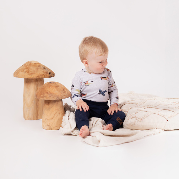 219016 Pantaloni bebe Willy Nicol - bumbac, bleumarin, cu nervuri