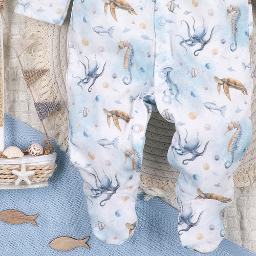 ABN-5450 Salopetă pentru bebeluși Sea Of Joy Nini – bumbac organic, închidere cu clic