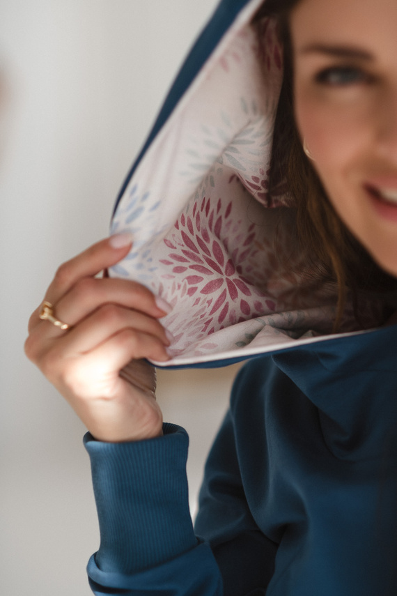 Milk Please Jeans Hanorac albastru de maternitate și alăptare cu glugă – Milk&Love, producție poloneză