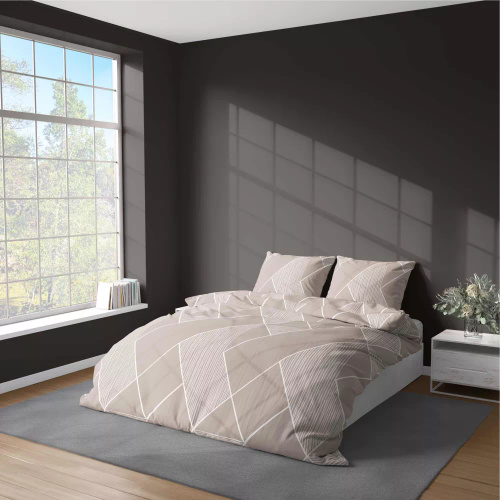 5029 A Lenjerie de pat microfibră cu geometrie Detexpol, bej