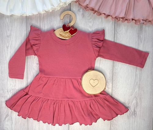 Mamatti SP504 Rochie fetițe mâneci fluture 97% bumbac