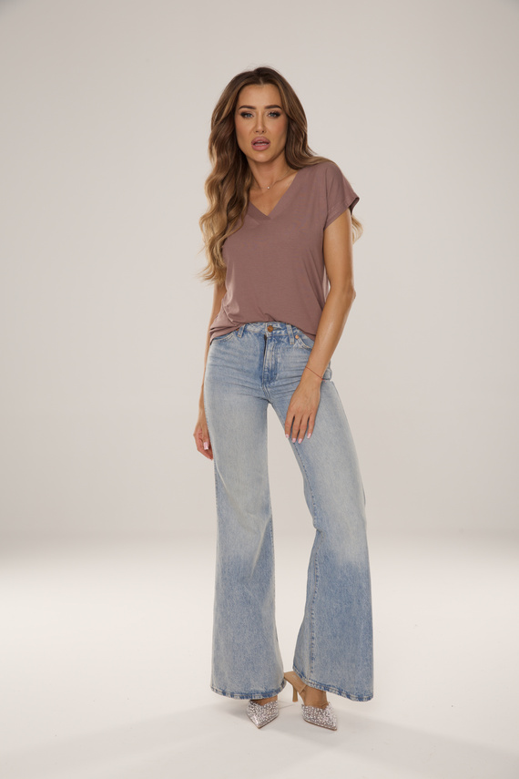 774 Vendy Bluză de damă De Lafense - viscoză, mânecă scurtă - mocca