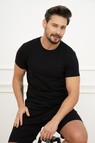 Ikar Tricou cu mânecă scurtă pentru bărbați Italian Fashion - negru 