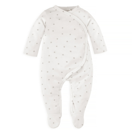 Buna ziua, salopeta legata pentru bebelusi Pinocchio - floarea soarelui ecru