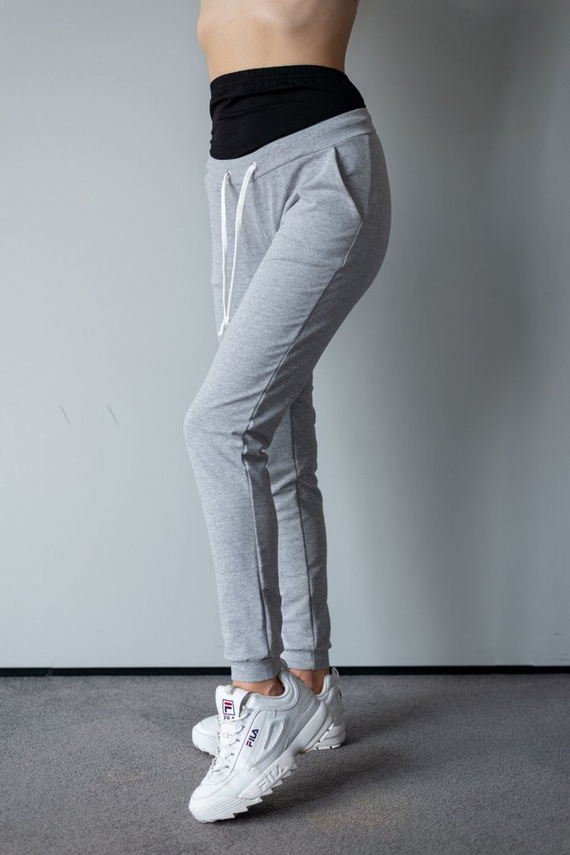 205 Spodnie Dresowe Ciążowe MIRACLE- szary melanż