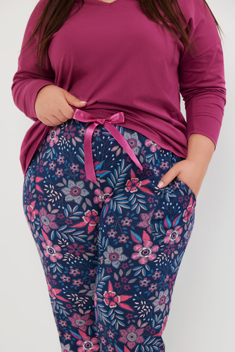 Folk Pijama pentru femei cu mânecă lungă, pantaloni lungi Italian Fashion - mure/print