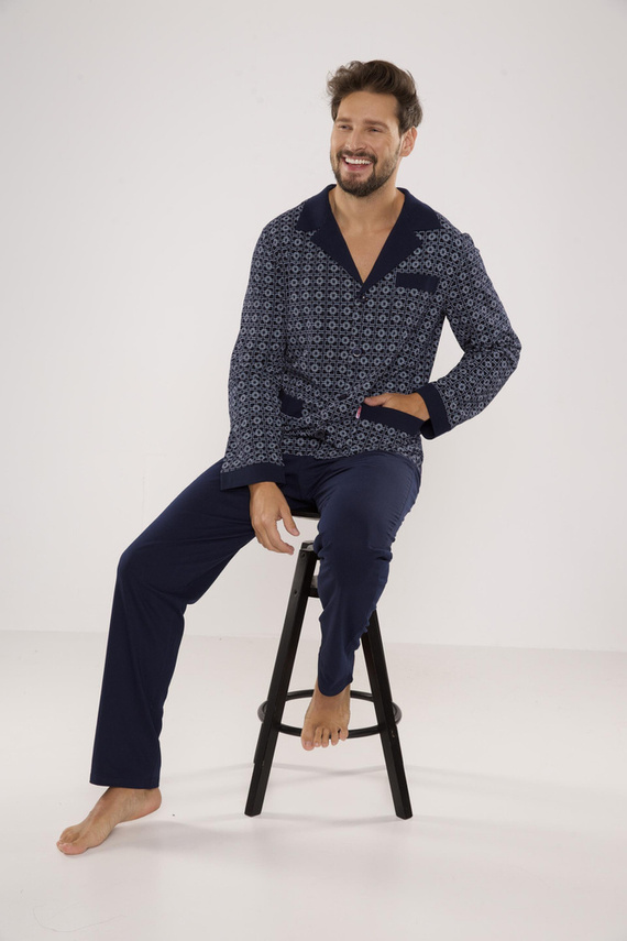 538 Carlo Pijama pentru bărbați De lafense - albastru marin + pătrat