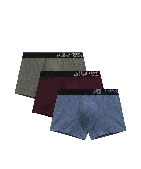 Boxer bărbați 3MH-226/25 verde-burgundy-albastru - bumbac, pachet de 3, croială confortabilă