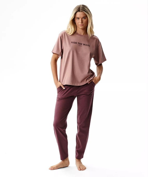 Atlantic NLP-516 Pijamale damă 100% bumbac mânecă scurtă pantaloni lungi vin