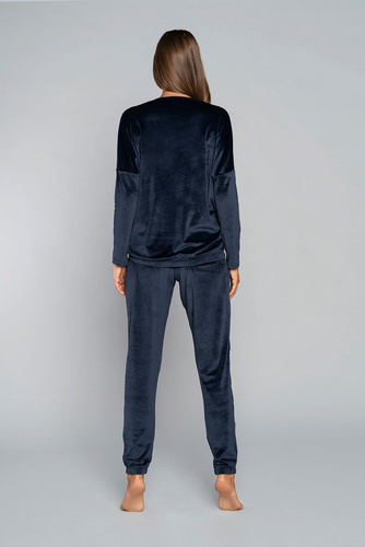 Set lung pentru femei Juga. mânecă, lungime. pantaloni de modă italiană albastru marin 