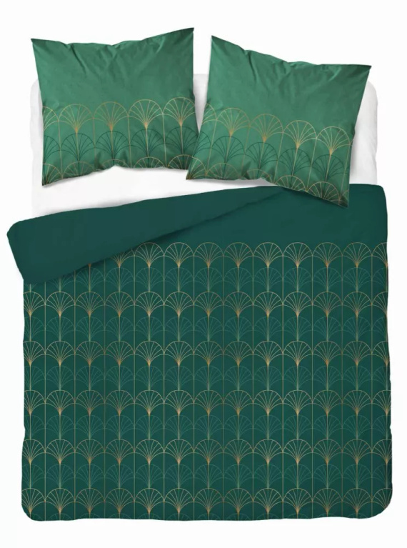5023 A Lenjerie de pat din microfibră auriu art deco Detexpol verde sticla